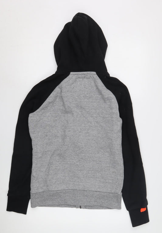 Superdry XS Grey Black Full Zip Unisex Hoodie