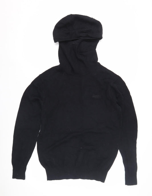 Unisex Adultss UK M Regular Superdry Black Pullover Tight-Knit