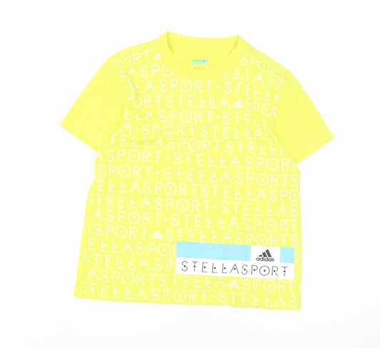 Womens UK Size XS adidas Yellow Cotton Blend T-Shirt