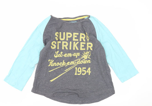 Superdry Unisex Grey Blue Ringer Tee M