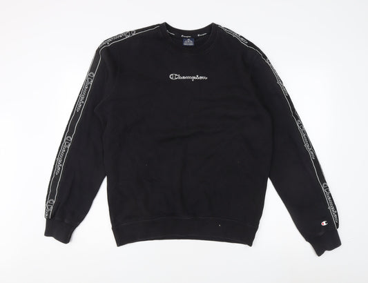 Champion Black Unisex Logo Sweatshirt L - Casual & Comfy