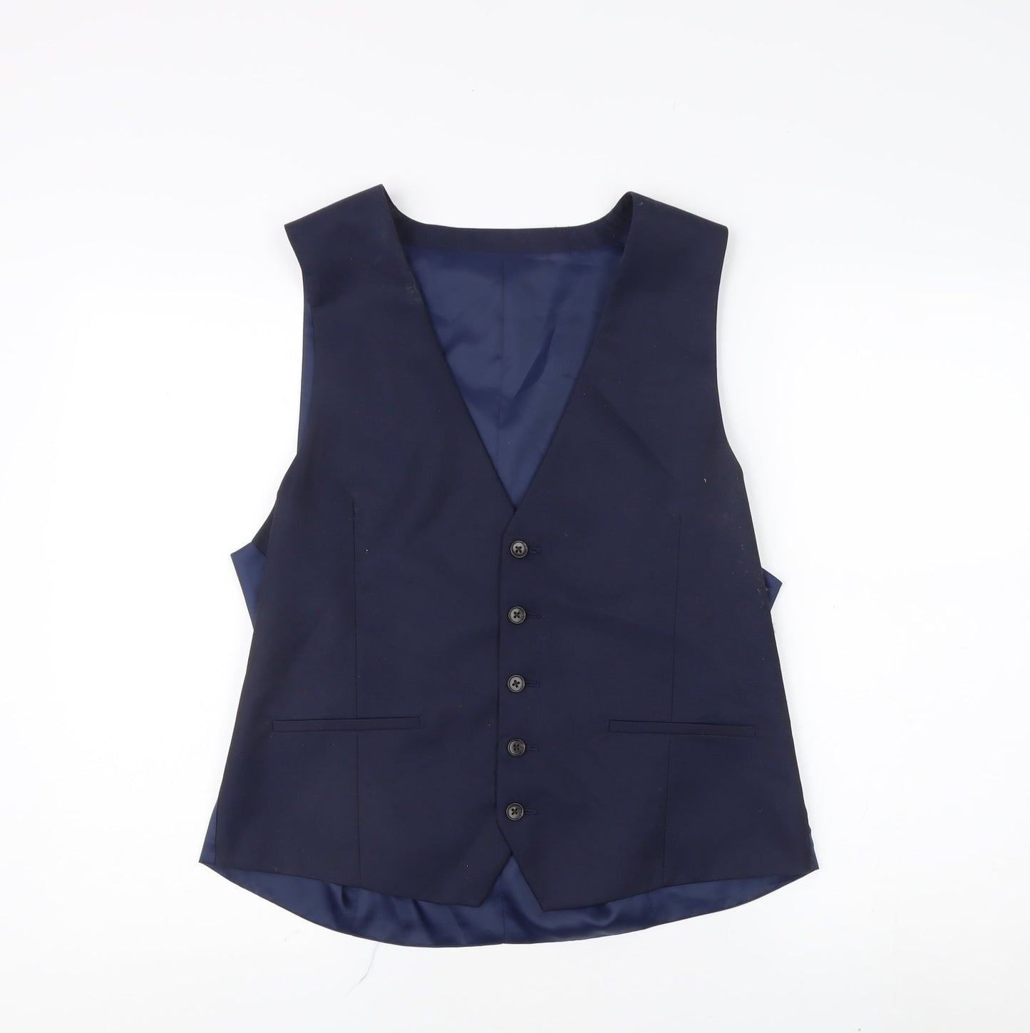 Moss London Men's Blue Skinny Waistcoat, Size 44R
