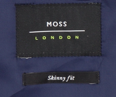 Moss London Men's Blue Skinny Waistcoat, Size 44R