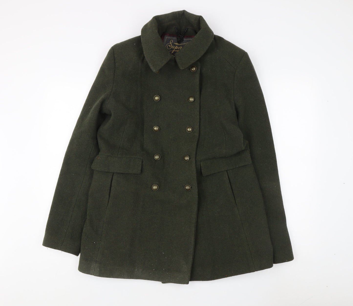 Superdry Men's Green Wool Pea Coat Size L