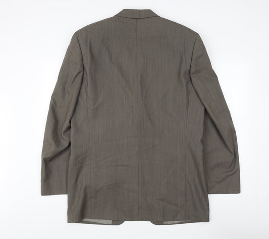 Diffney Men's Brown Striped Wool Blazer, Formal 40