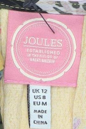 Joules Women's Yellow Floral Blouse, Size 12, Spring/Summer