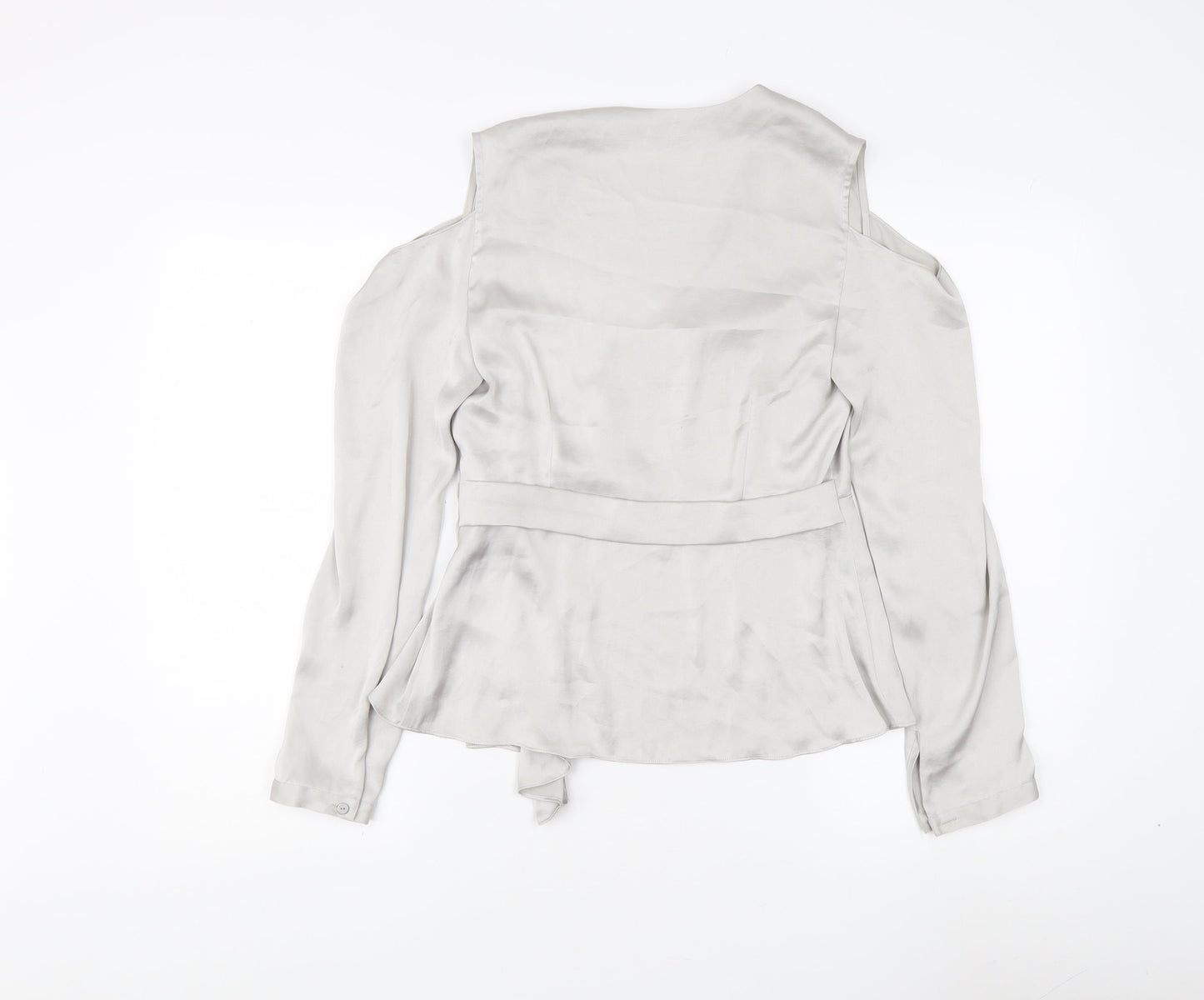 AllSaints Women's Grey Wrap Blouse, Size 10