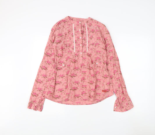 Lee Cooper Women's Pink Floral Blouse - Size L