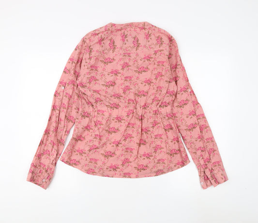 Lee Cooper Women's Pink Floral Blouse - Size L