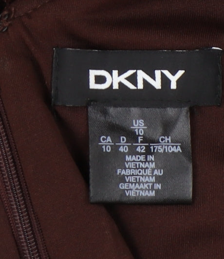 DKNY Women's Brown Velvet Flutter Sleeve Dress