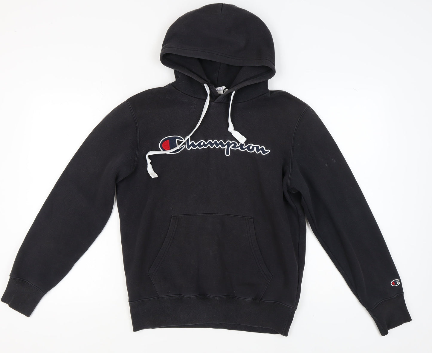 Champion Unisex Black Hoodie, M, Regular Fit, Logo