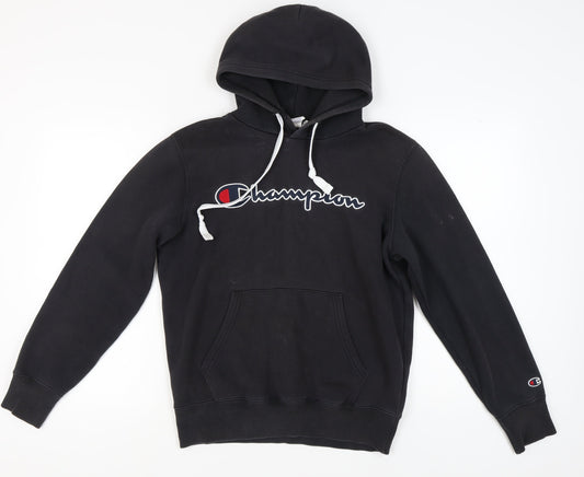 Champion Unisex Black Hoodie, M, Regular Fit, Logo