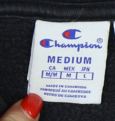 Champion Unisex Black Hoodie, M, Regular Fit, Logo
