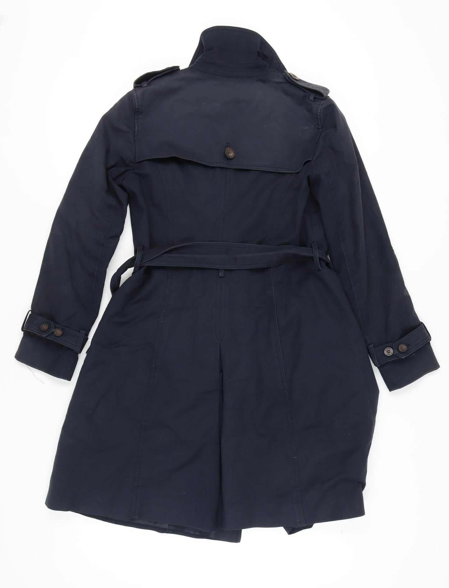 Hobbs Women's Blue Trench Coat Size 10 Cotton Classic