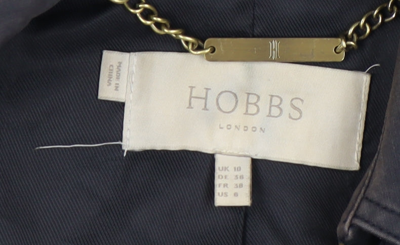 Hobbs Women's Blue Trench Coat Size 10 Cotton Classic