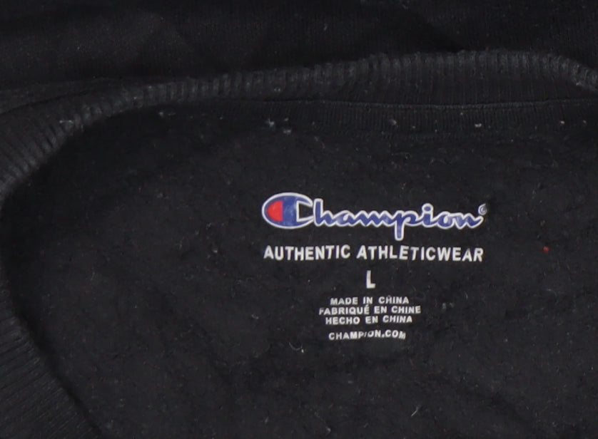 Champion Black Pullover Sweatshirt, Unisex, Lightweight, L