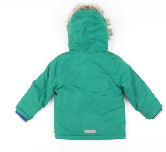 Boden Girls Green Parka, Hooded Coat, 2-3 Years, Winter Warmth