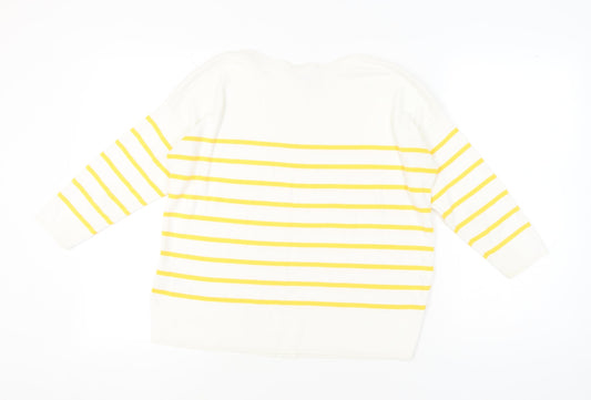 Hobbs Women's White M Striped Pullover Jumper