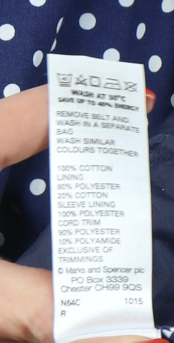 Brand and care label for Marks & Spencer girls’ blue hooded jacket, age 11-12