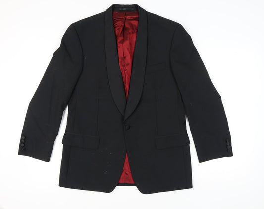 Mens 40 Chest Regular Fellini Black One-Button Suit Jacket