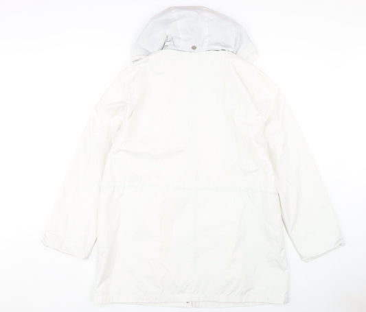 Finesse Women's White Parka Jacket, Size 16, Hooded