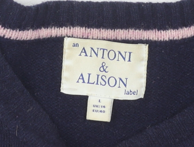 Brand and care label for Antoni & Alison Women's Multicoloured Jumper, size 14