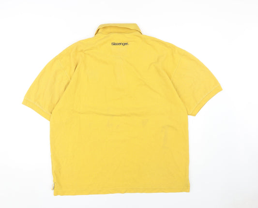 Slazenger Men's Yellow Polo Shirt, Size M, Short Sleeve