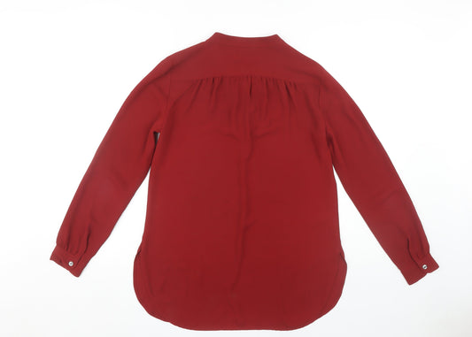 Womens UK Size XS LOFT Red Polyester Blouse