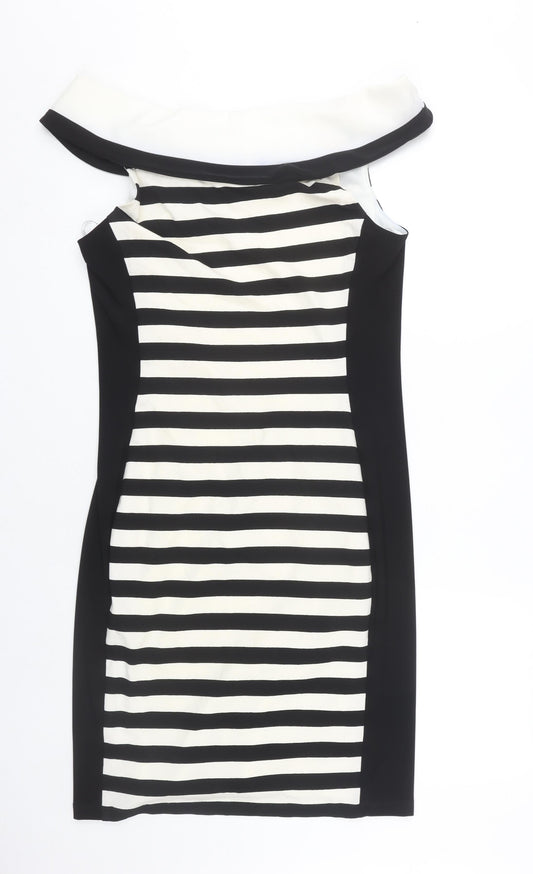 Frank Lyman Women's Black Striped Bodycon Dress Size 12