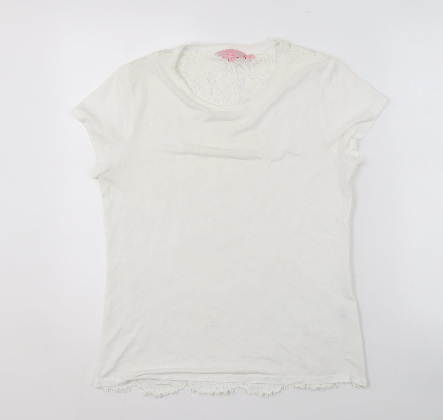 Ted Baker Women's White Lace T-Shirt Size 2 UK