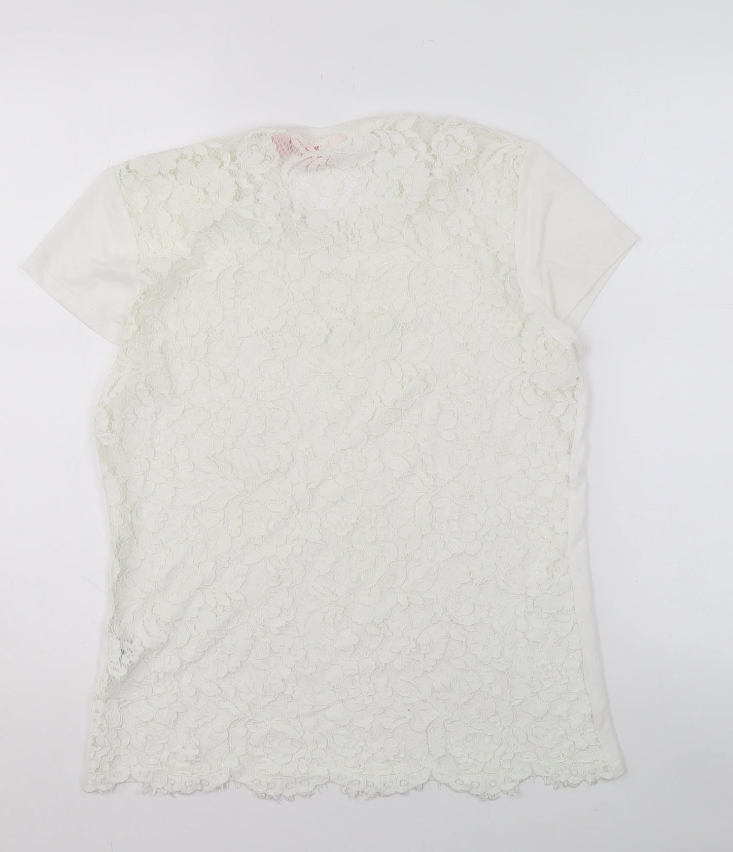 Ted Baker Women's White Lace T-Shirt Size 2 UK