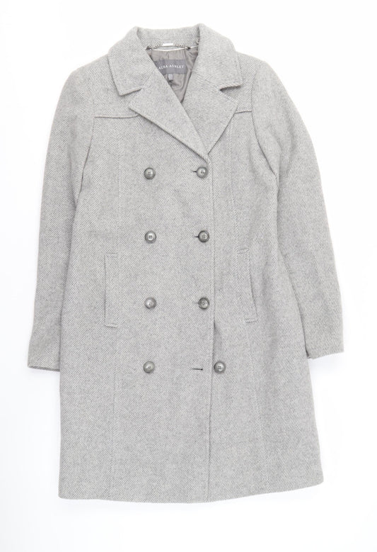 Laura Ashley Women's Grey Overcoat Size 8 Wool Blend