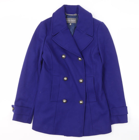Laura Ashley Women's Blue Wool Pea Coat Size 8