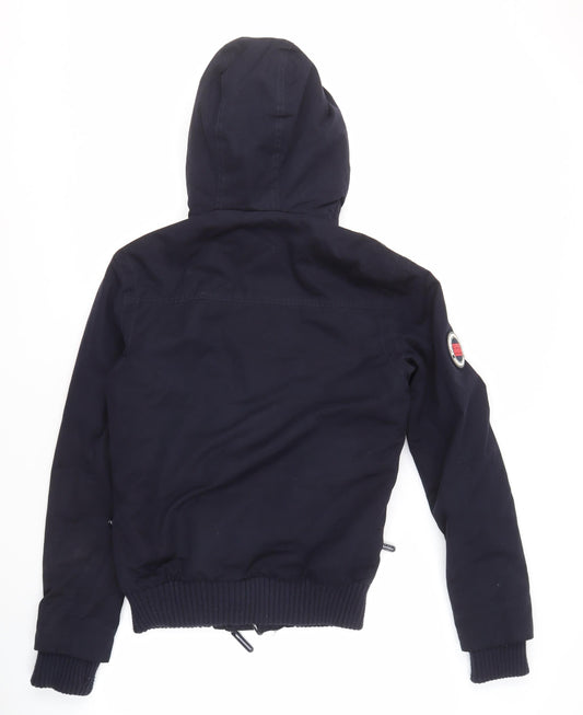 Superdry Men's Black Bomber Jacket, Size S, Hooded