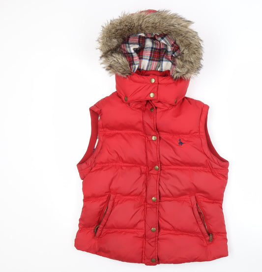 Jack Wills Women's Red Puffer Waistcoat, Size 12, University Style