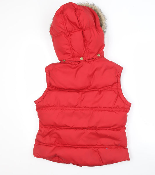 Jack Wills Women's Red Puffer Waistcoat, Size 12, University Style