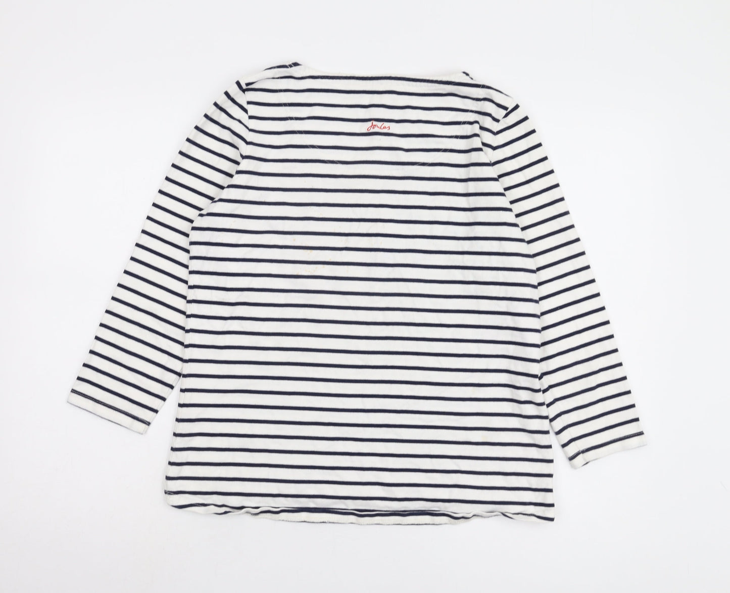 Joules Women's Striped T-Shirt White Cotton UK 14
