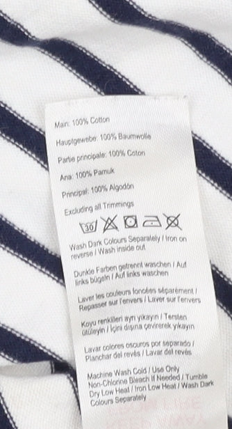 Joules Women's Striped T-Shirt White Cotton UK 14