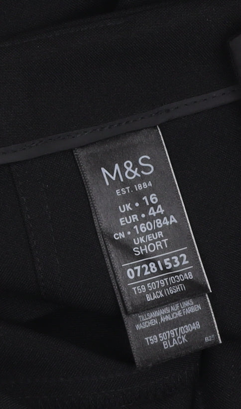 Marks and Spencer Black Polyester Women's Trousers Size 16
