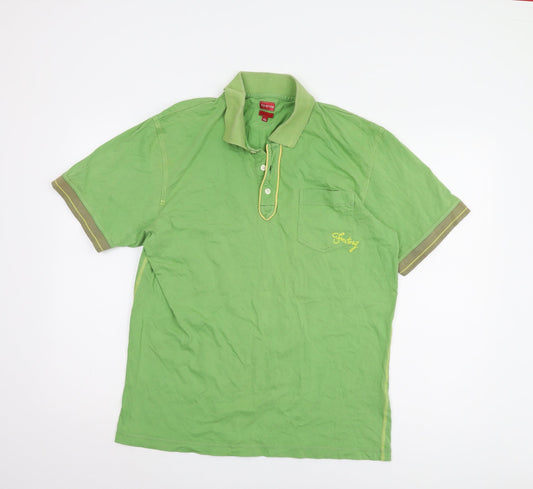 Firetrap Men's Green Polo Shirt, Short Sleeve, Collared