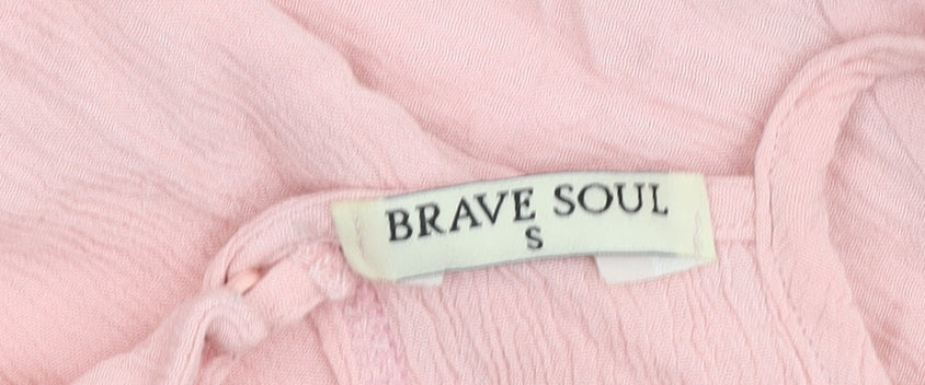 Brave Soul Women's Pink Cold Shoulder Top Size S