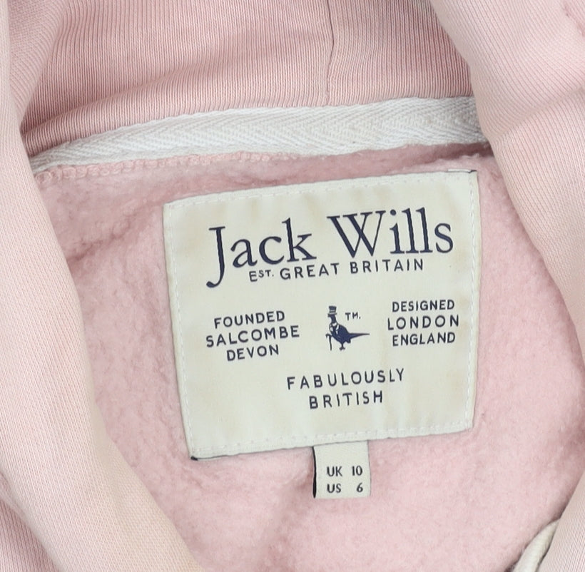 Jack Wills Women's Pink Pullover Hoodie, Size 10, Casual Chic
