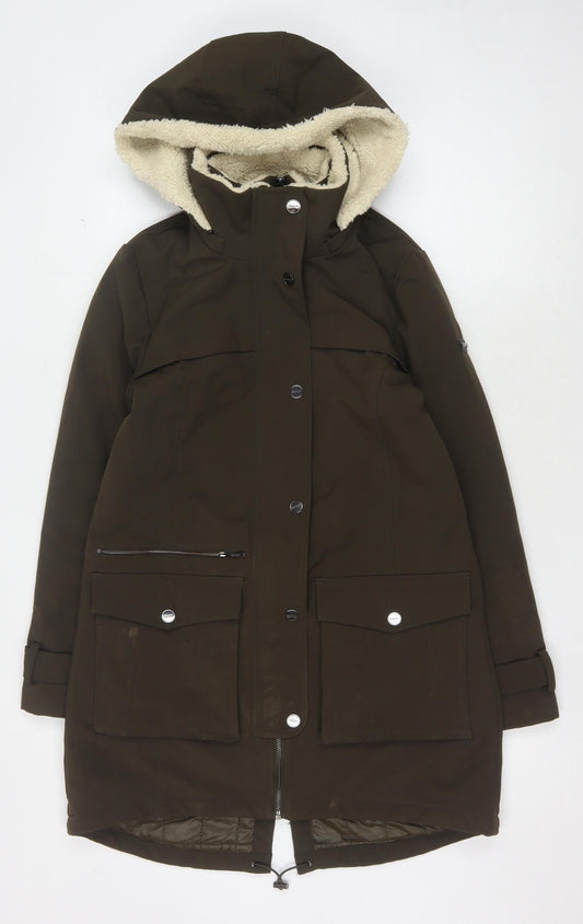 DKNY Women's Brown XS Hooded Parka Coat Casual Winter