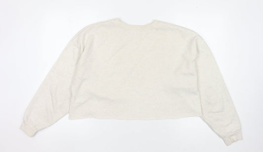 MNG Women's Ivory Sweatshirt, Size S, Crew Neck