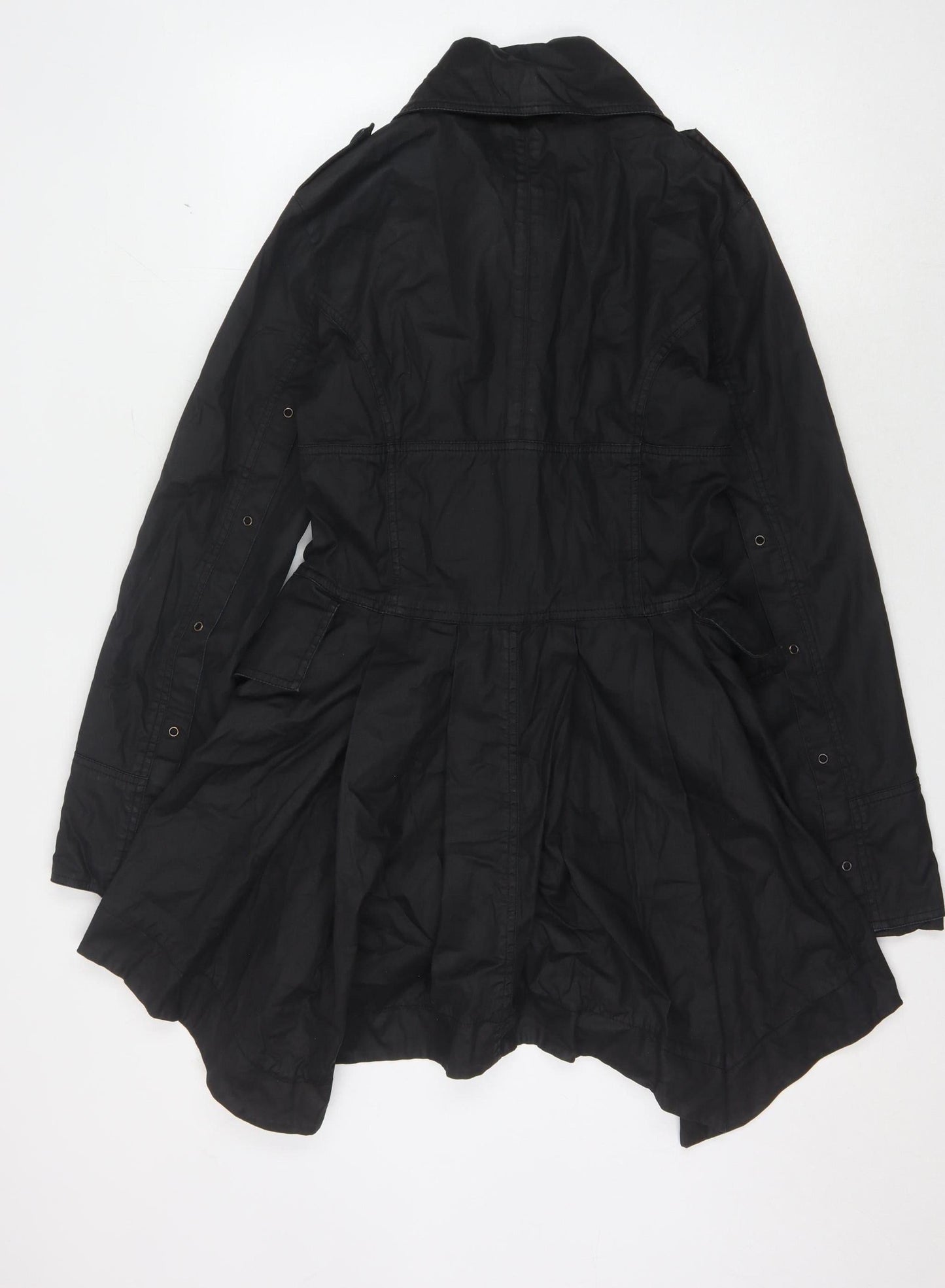 Firetrap Women's Black Trench Coat M Belted Classic