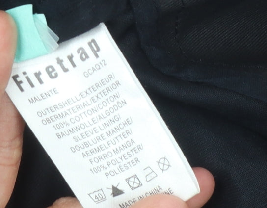 Firetrap Women's Black Trench Coat M Belted Classic