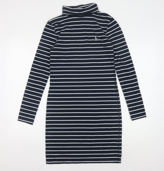 Jack Wills Women's Black Striped Bodycon Dress Size 10