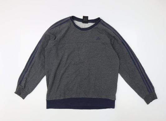 Adidas Men's Grey M Crew Neck Logo Sweatshirt