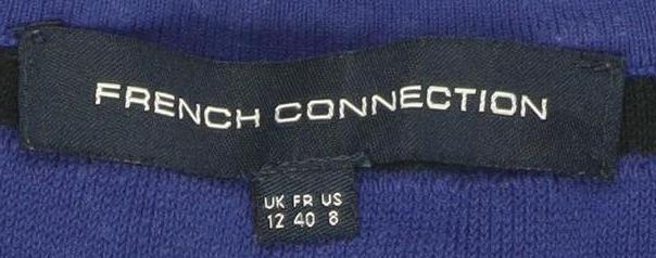 Brand and care label for French Connection Blue Bodycon Striped Dress, size 12