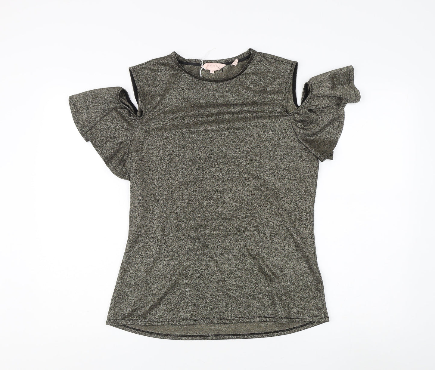 Ted Baker Women's Black Flutter Sleeve Top Size 12